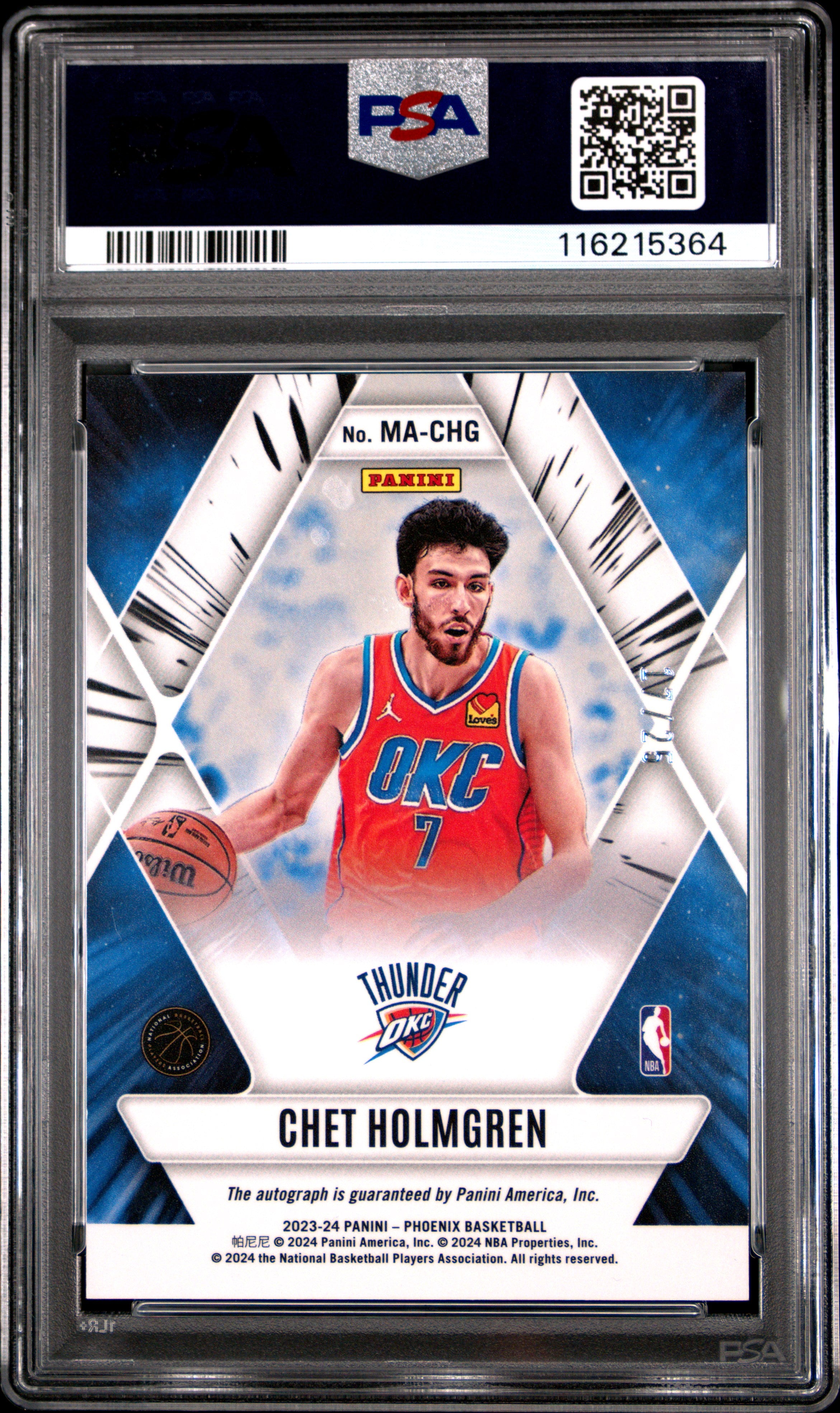 2023 Panini Phoenix Mythical Autographs Chet Holmgren Blue #MACHG PSA 10