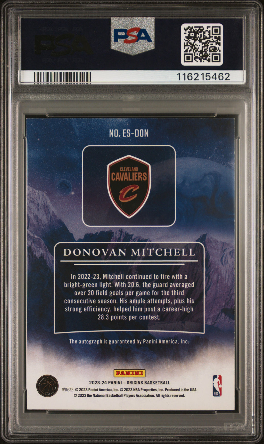 2023 Panini Origins Elevation Signatures Donovan Mitchell Turquoise #ESDON 03/15 PSA 8