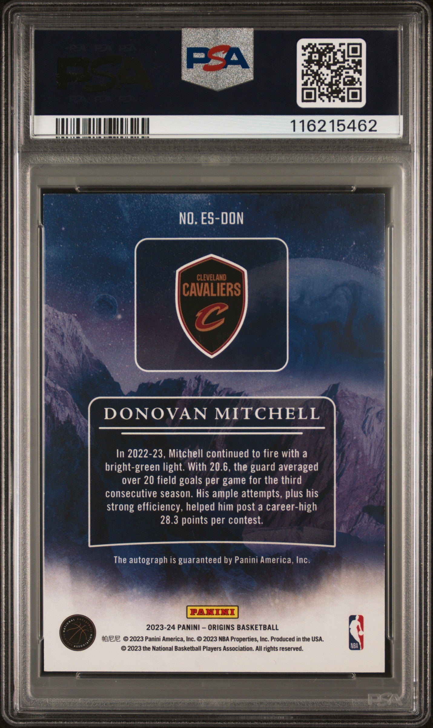 2023 Panini Origins Elevation Signatures Donovan Mitchell Turquoise #ESDON 03/15 PSA 8