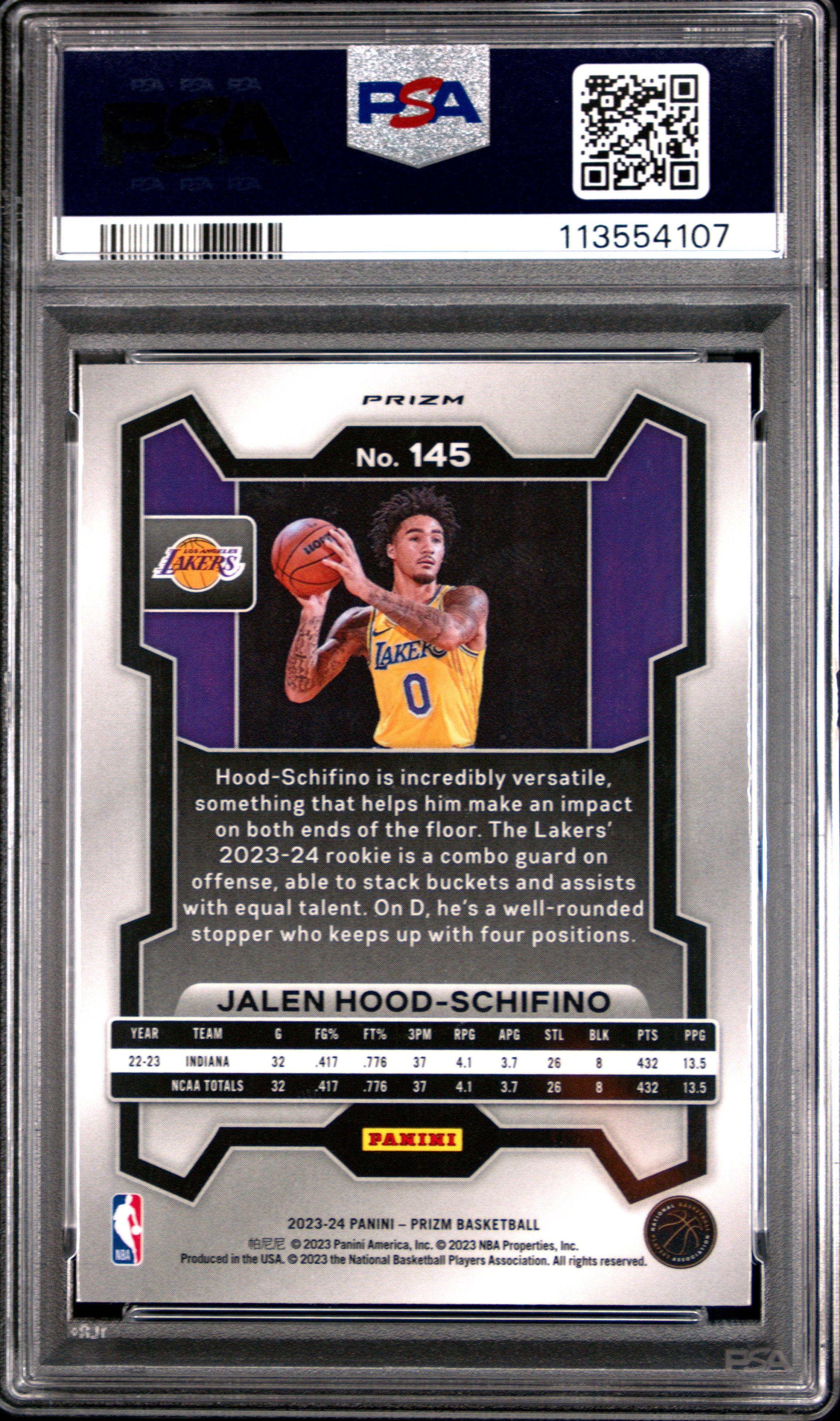 2023 Panini Prizm Jalen Hood-Schifino Red Sparkle #145 PSA 10