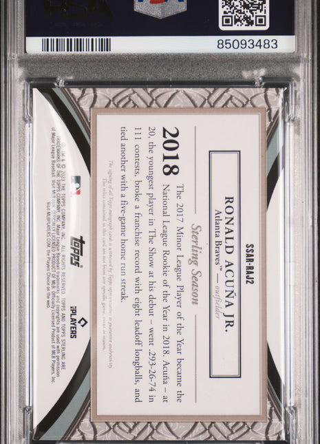 2023 Topps Sterling Sterling Seasons Autograph Relics Ronald Acuna JR. #SSARRAJ2 13/25 PSA 9