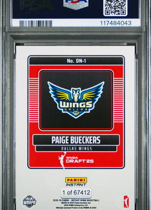 2025 Panini Instant WNBA Draft Night Paige Bueckers #DN1 PSA 9