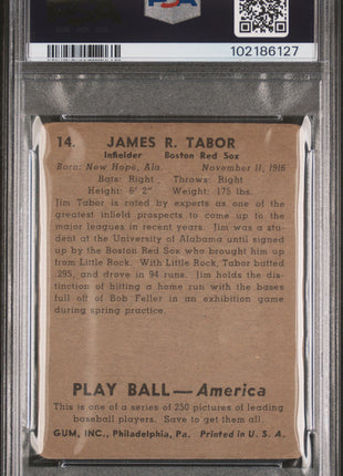 1939 Play Ball Jim Tabor #14 PSA 1