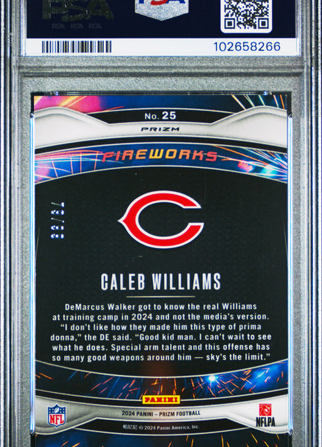 2024 Panini Prizm Fireworks Caleb Williams Blue Ice #25 PSA 10