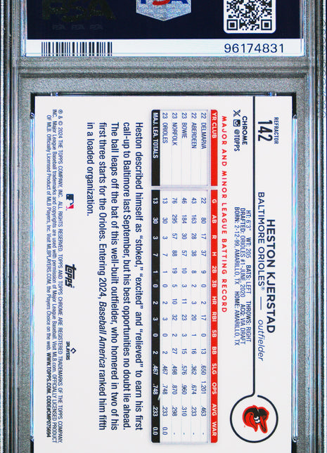 2024 Topps Chrome Heston Kjerstad Refractor #142 PSA 9