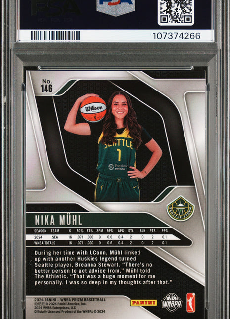 2024 Panini Prizm WNBA Nika Muhl #146 PSA 9