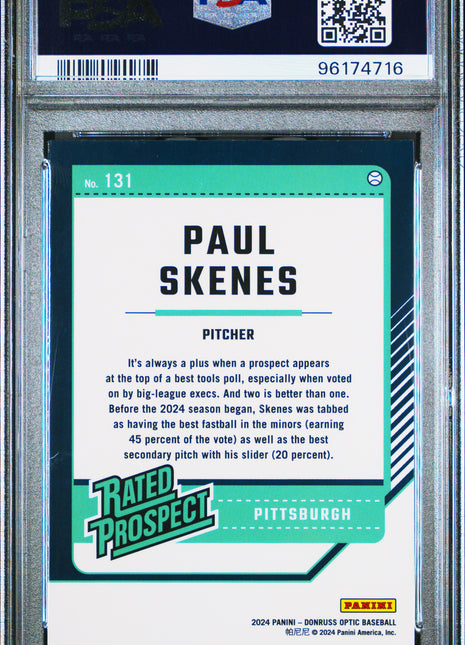 2024 Panini Donruss Paul Skenes Optic #131 PSA 9
