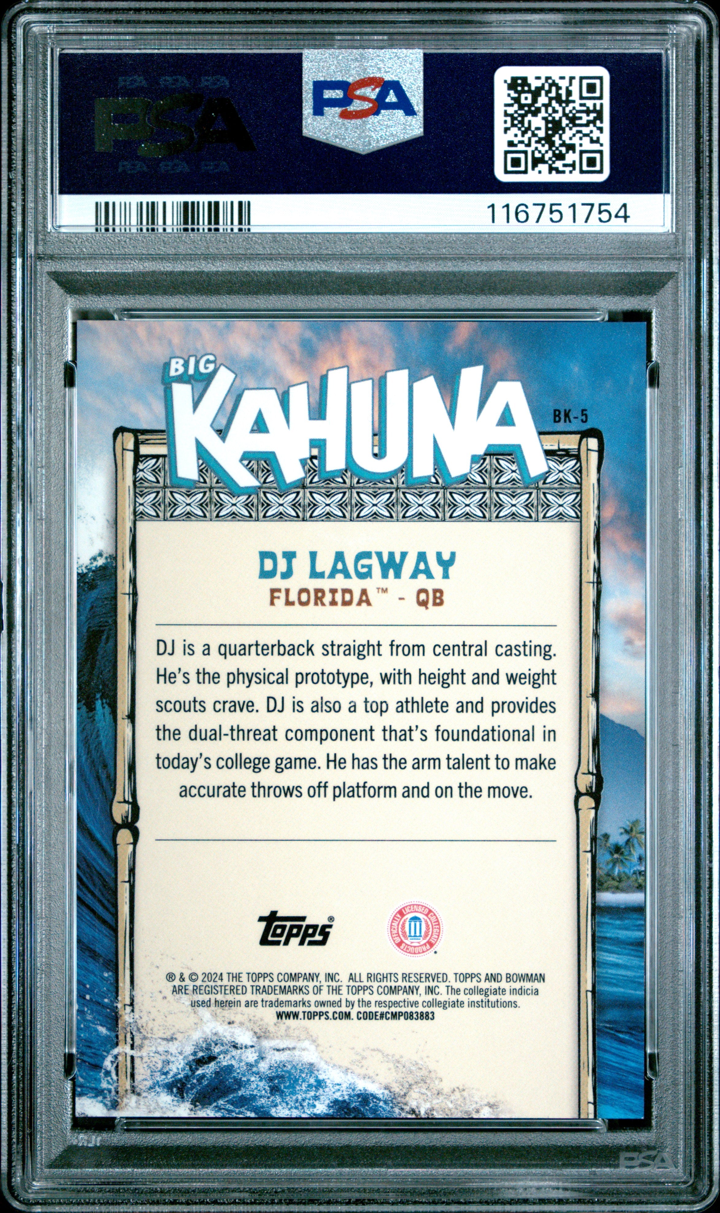2024 Bowman University Chrome The Big Kahuna DJ Lagway #BK5 PSA 10