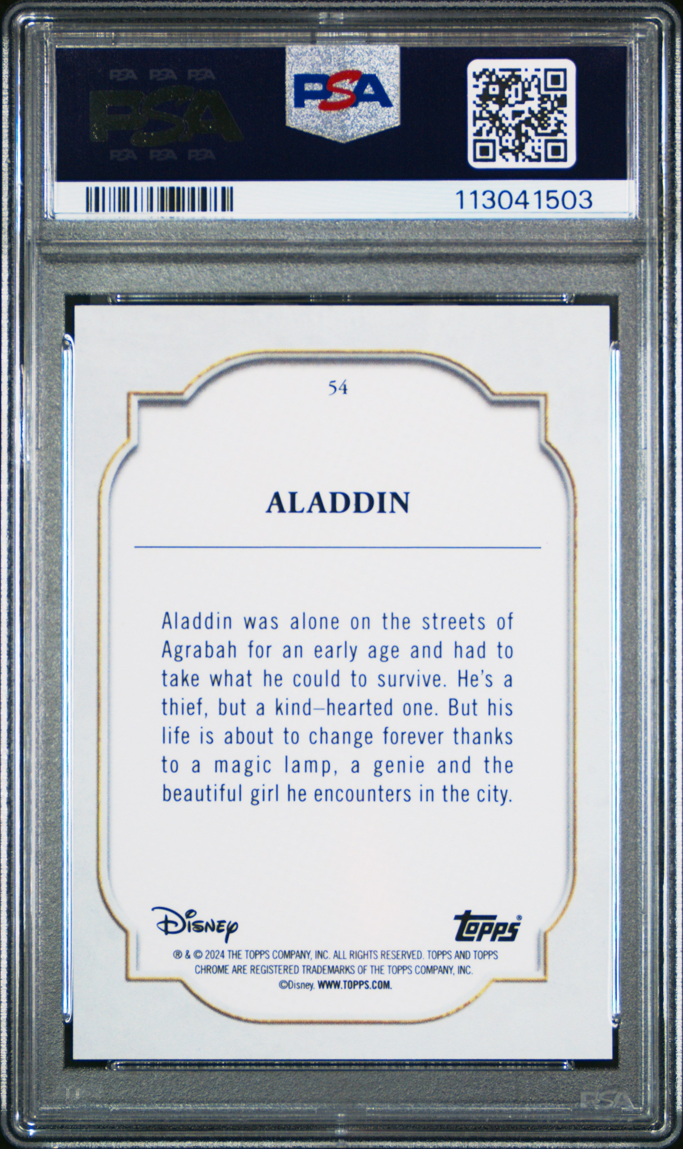 2024 Topps Chrome Disney Sapphire Edition Aladdin #54 PSA 10
