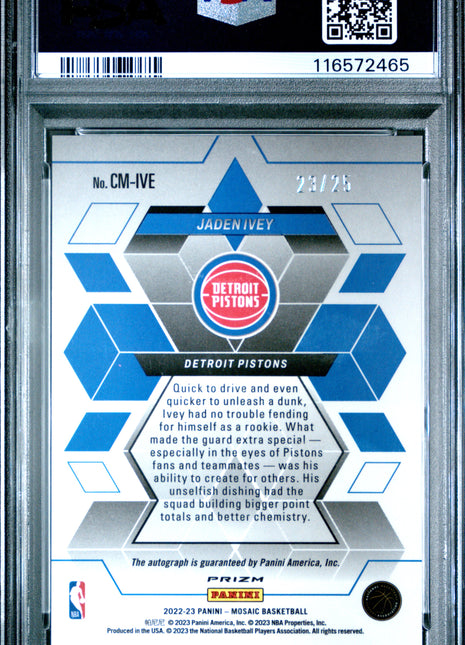 2022 Panini Mosaic Collage Autographs Mosaic Jaden Ivey Blue #CMIVE PSA 10