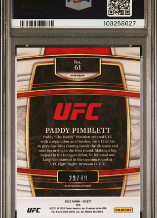 2022 Panini Select UFC Paddy Pimblett Blue Disco Prizm #61 PSA 8
