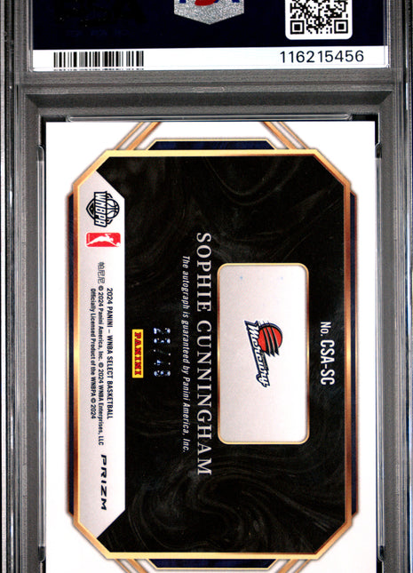 2024 Panini Select WNBA Courtside Action Signatures Sophie Cunningham Blue PR #CSASC PSA 9