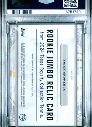 2024 Topps Royalty Rookie Jumbo Relic Erika Andreeva Green #RJREA PSA 9