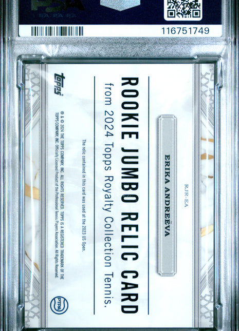 2024 Topps Royalty Rookie Jumbo Relic Erika Andreeva Green #RJREA PSA 9