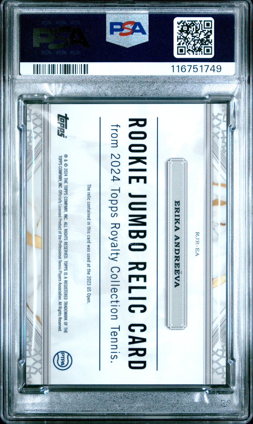 2024 Topps Royalty Rookie Jumbo Relic Erika Andreeva Green #RJREA PSA 9