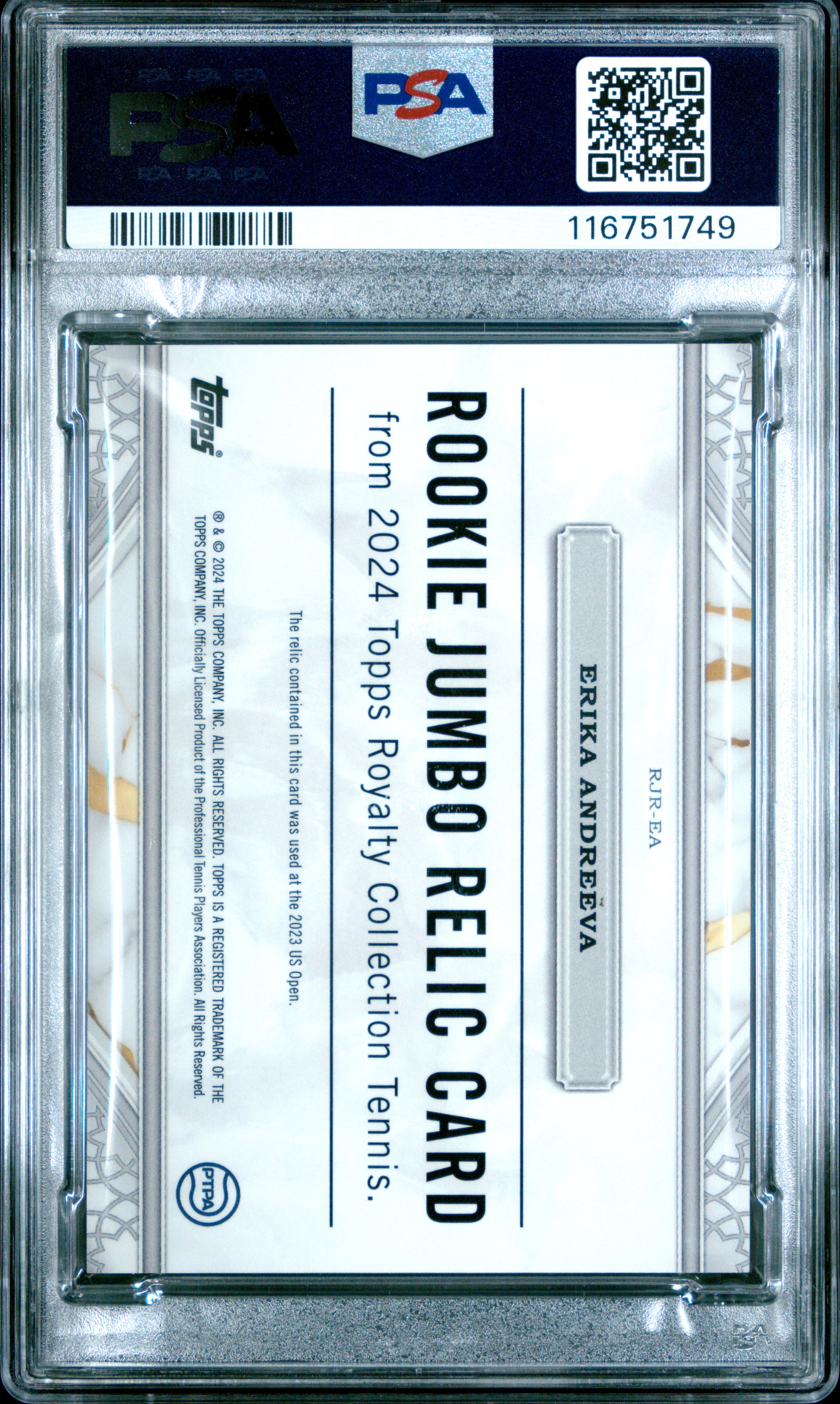 2024 Topps Royalty Rookie Jumbo Relic Erika Andreeva Green #RJREA PSA 9