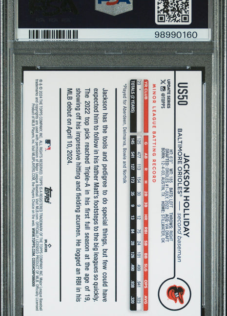 2024 Topps Update Jackson Holliday #US50 PSA 9