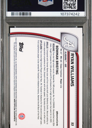 2024 Bowman University Chrome Ryan Williams #53 PSA 10