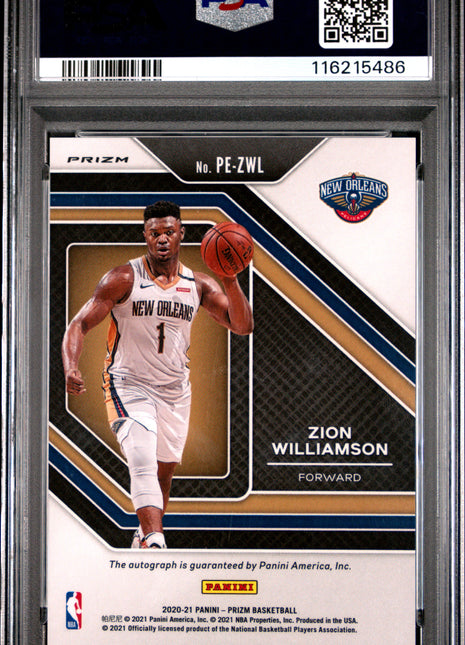 2020 Panini Prizm Penmanship Zion Williamson Orange Ice #PEZWL PSA 9