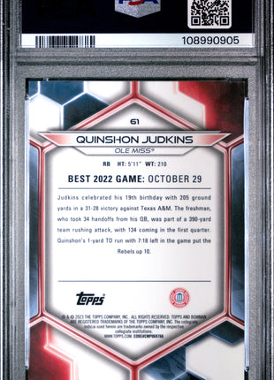 2023 Bowman University Best Quinshon Judkins Red Geometric #61 01/10 PSA 8