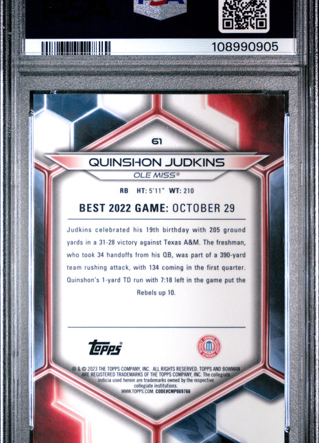 2023 Bowman University Best Quinshon Judkins Red Geometric #61 01/10 PSA 8