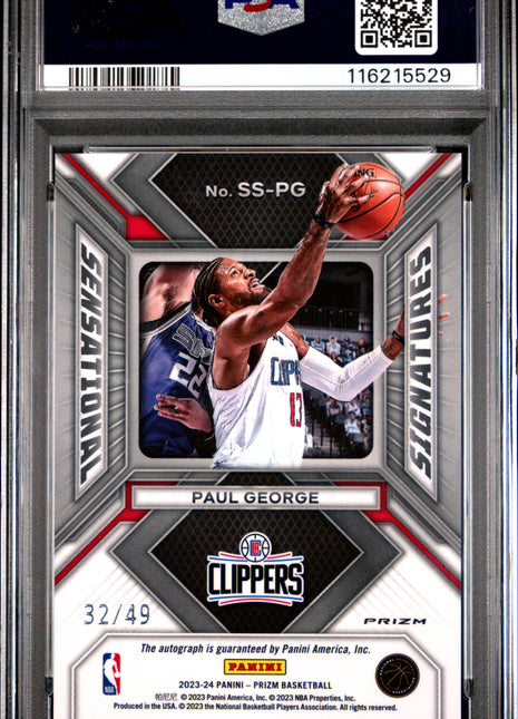 2023 Panini Prizm Sensational Signatures Paul George Blue #SSPG PSA 9