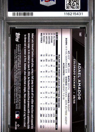 2025 Topps Chrome Black Adael Amador #147 PSA 10