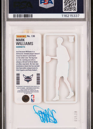 2022 Panini Contenders Mark Williams Autograph Clear #136 09/10 PSA 9