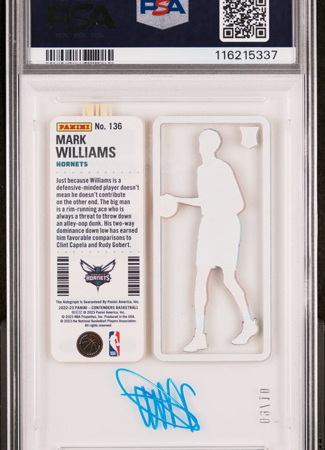 2022 Panini Contenders Mark Williams Autograph Clear #136 09/10 PSA 9
