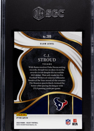 2023 Panini Select CJ Stroud Red Yellow Die Cut Prizm #289 SGC 10