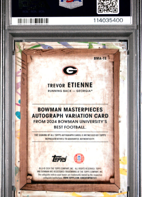 2024 Bowman Best University Bowman Masterpieces Autographs Trevor Etienne BM White Geometric #TE PSA 10