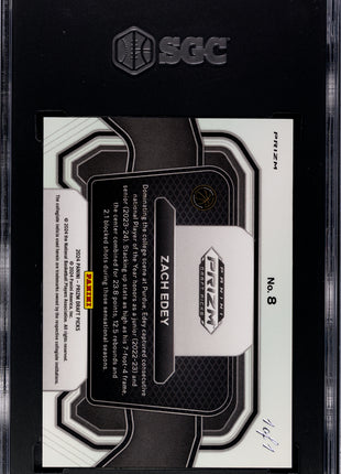 2024 Panini Prizm D.P. Zach Edey Campus Legends Black 1 1 #8 SGC 9