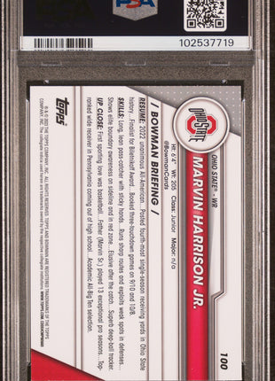 2023 Bowman U Chrome Marvin Harrison Jr. Rookei PSA 9 2023 Bowman University Chrome Marvin Harrison JR. #100 PSA 9
