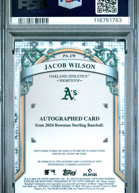2024 Bowman Sterling Prospect Autographs Jacob Wilson #PAJW PSA 10