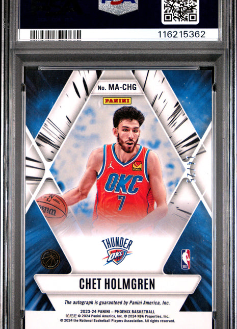 2023 Panini Phoenix Mythical Autographs Chet Holmgren Red Intl #MACHG PSA 9