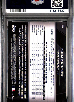 2025 Topps Chrome Black Kumar Rocker Refractor #107 113/199 PSA 10