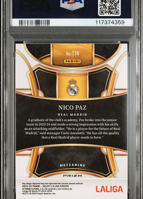 2023-24 Panini Select La Liga Nico Paz Checkerboard #174 PSA 9