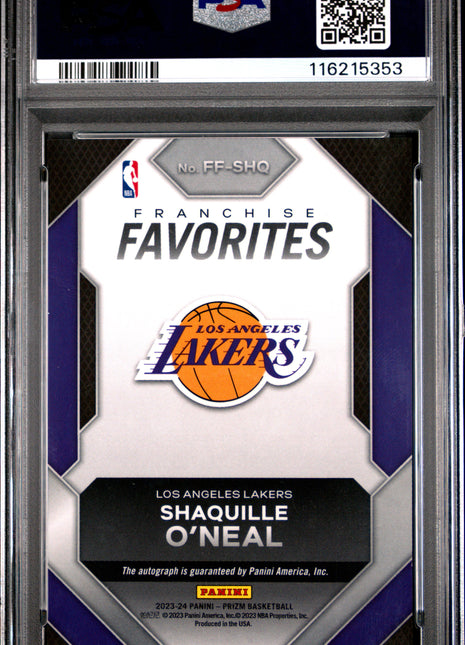 2023 Panini Prizm Franchise Favorites Signatures Shaquille O'Neal #FFSHQ PSA 9