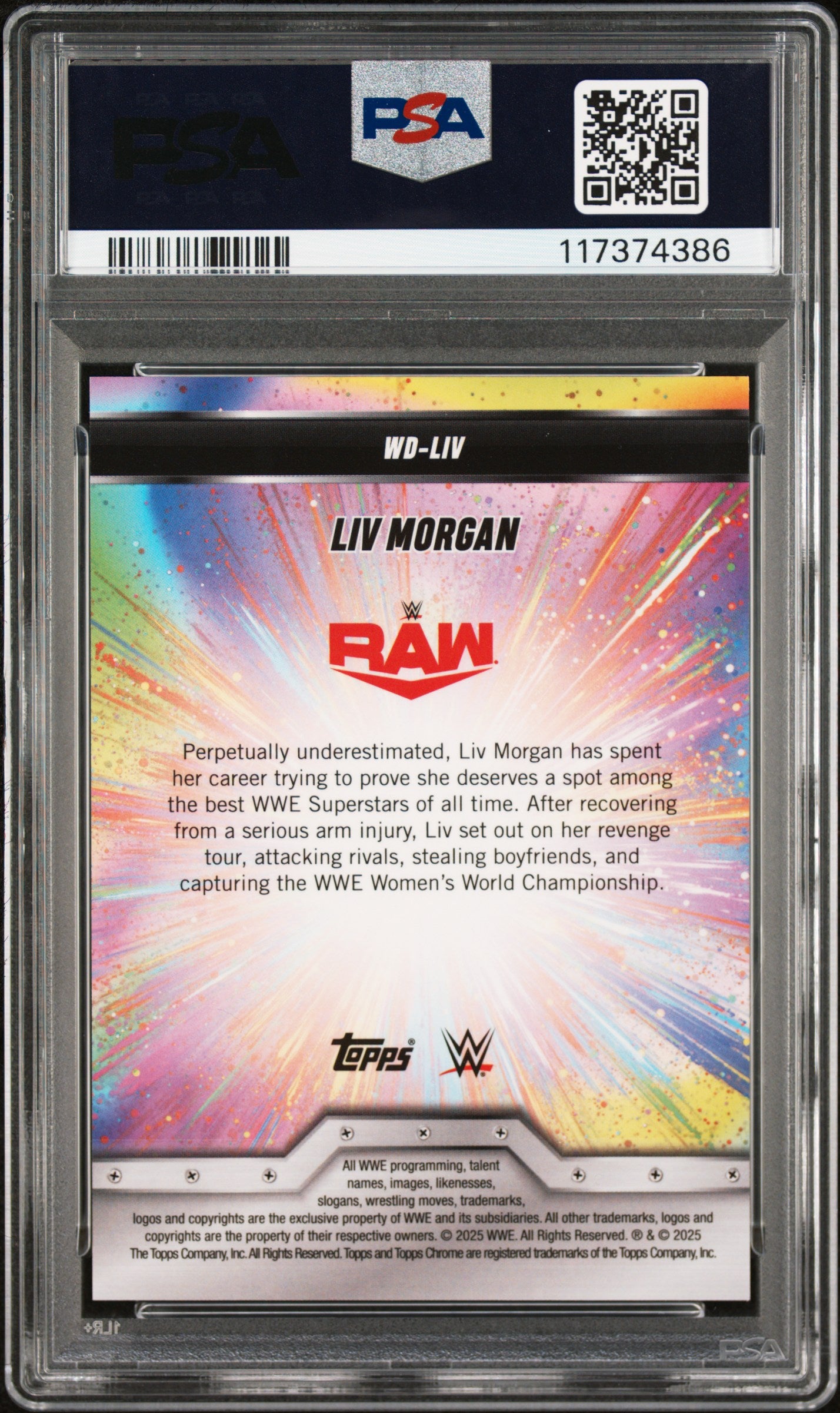 2025 Topps Chrome WWE Women's Division LIV Morgan Purple Geo #LIV 10/10 PSA 10