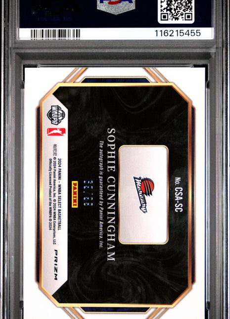 2024 Panini Select WNBA Courtside Action Signatures Sophie Cunningham Crtsd Red Prizm #CSASC PSA 9