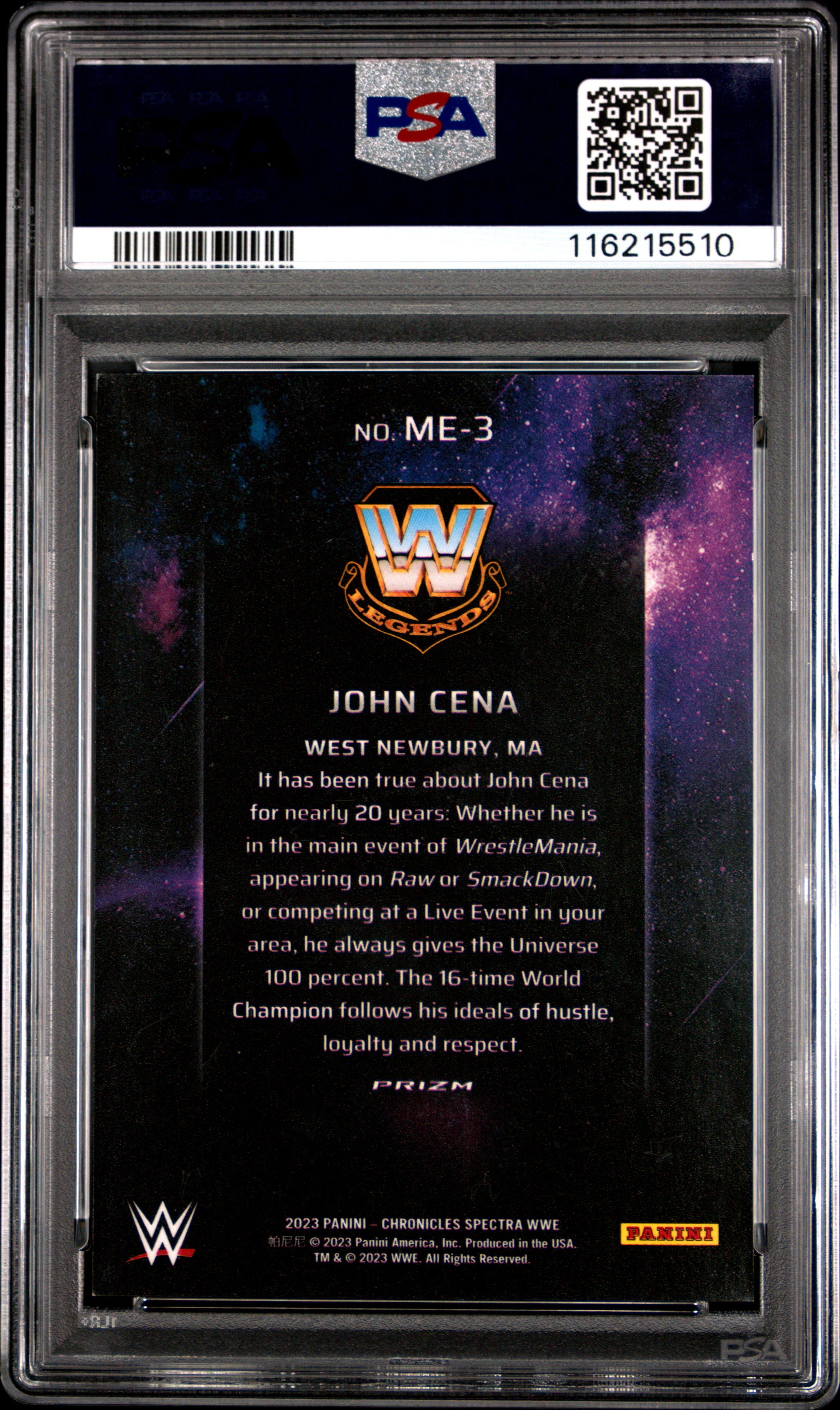 2023 Panini Chronicles WWE Main Event John Cena #ME3 PSA 9