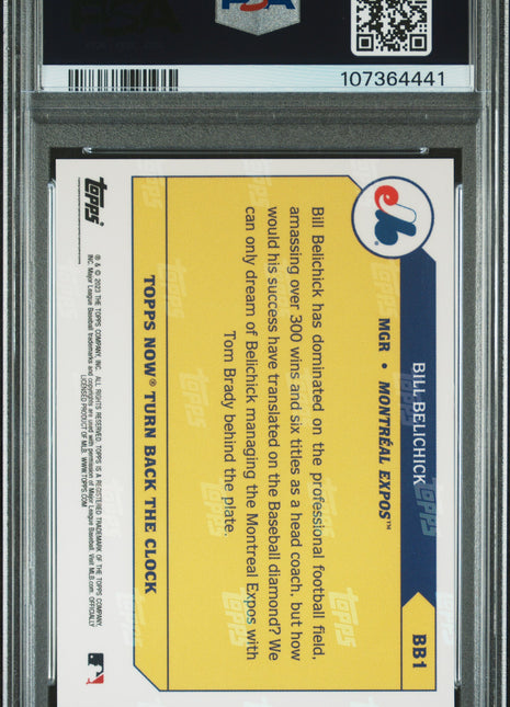 2023 Topps Now X Bill Belichick Turn Back The Clock Bill Belichick #BB1 PSA 10