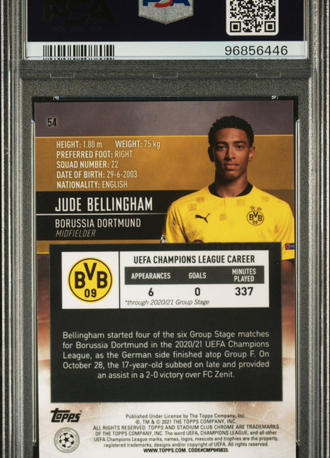 2020 Stadium Club Chrome UEFA Champions League Jude Bellingham #54 PSA 10