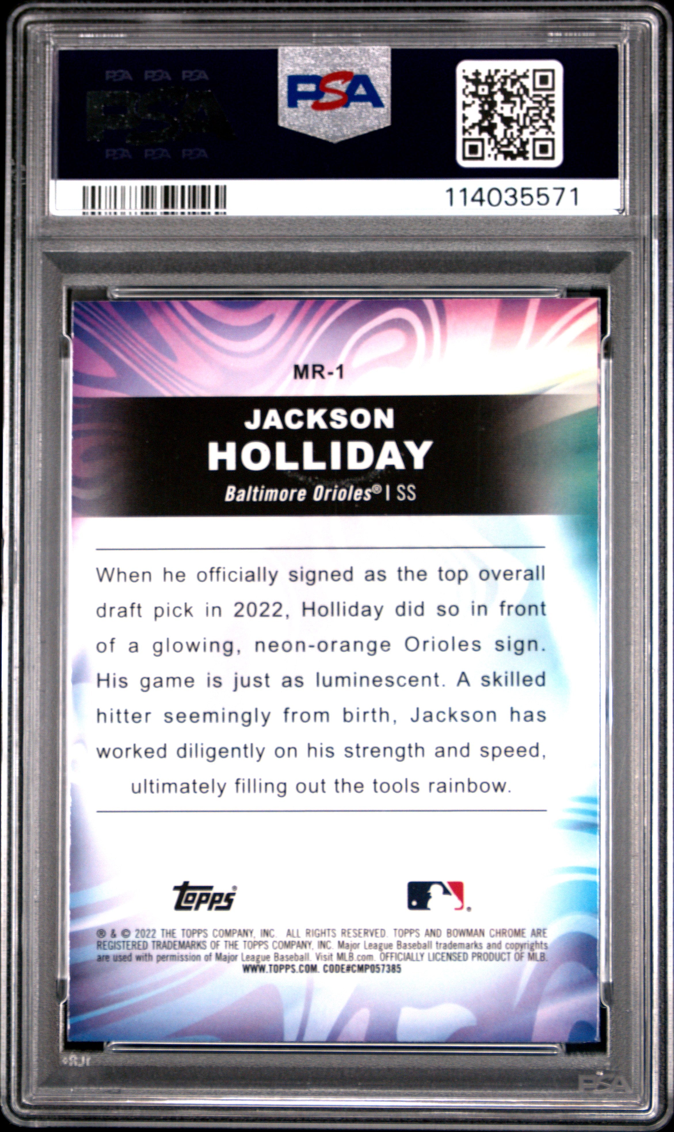 2022 Bowman Draft Mood Ring Jackson Holliday #MR1 PSA 7