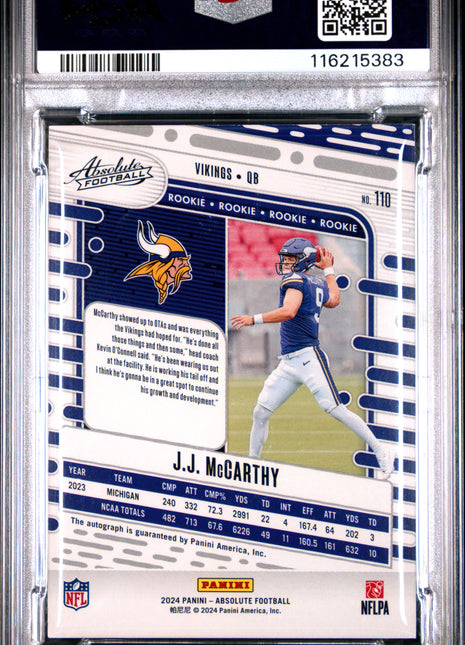 2024 Panini Absolute JJ Mccarthy Signature Spectrum #110 064/299 PSA 9