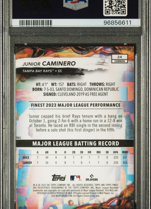 2024 Topps Finest Junior Caminero Checkerboard Refractor #24 PSA 10