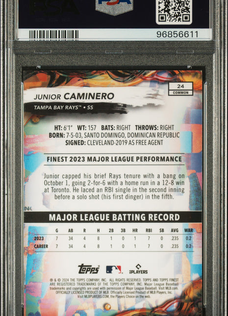 2024 Topps Finest Junior Caminero Checkerboard Refractor #24 PSA 10
