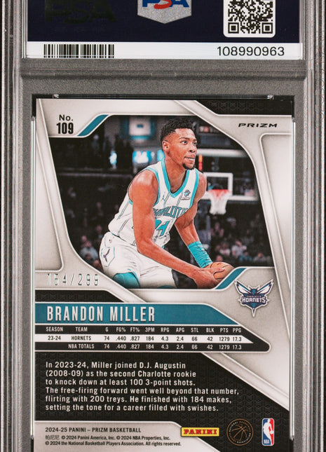2024 Panini Prizm Brandon Miller Red #109 PSA 9