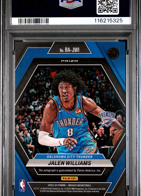 2022 Panini Mosaic Rookie Autographs Mosaic Jalen Williams Choice #RAJWI PSA 9