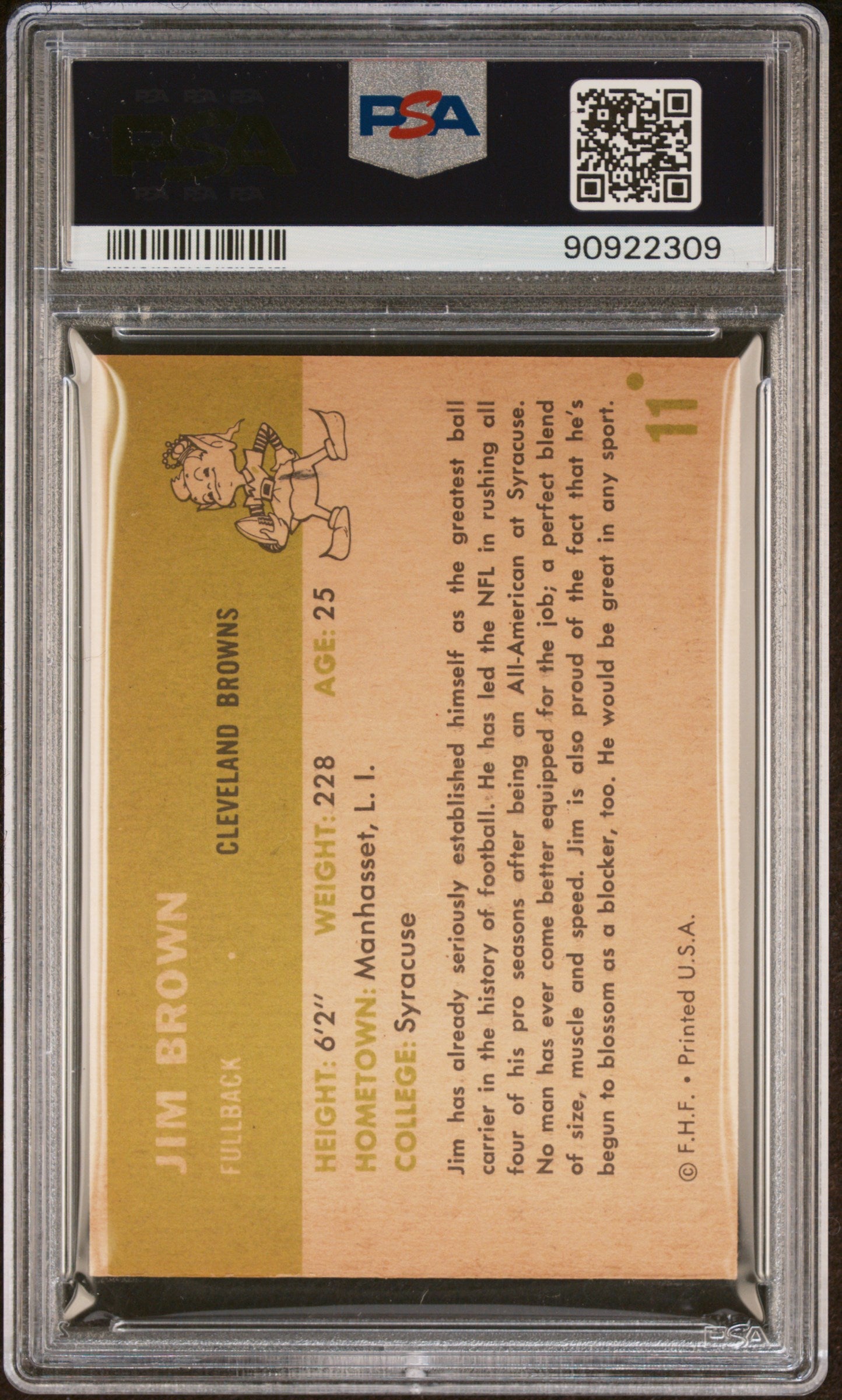 1961 Fleer Jim Brown #11 PSA 4